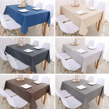 

cotton and linen wedding table cloth solid color oil proof and waterproof tablecloths for banquet party table cover DW175