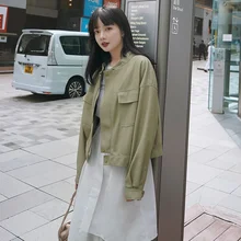 Light Green Leather Coat For Women Spring And Autumn 2021 New Korean Long Sleeve Short Splicing Locomotive Designer Style Jacket