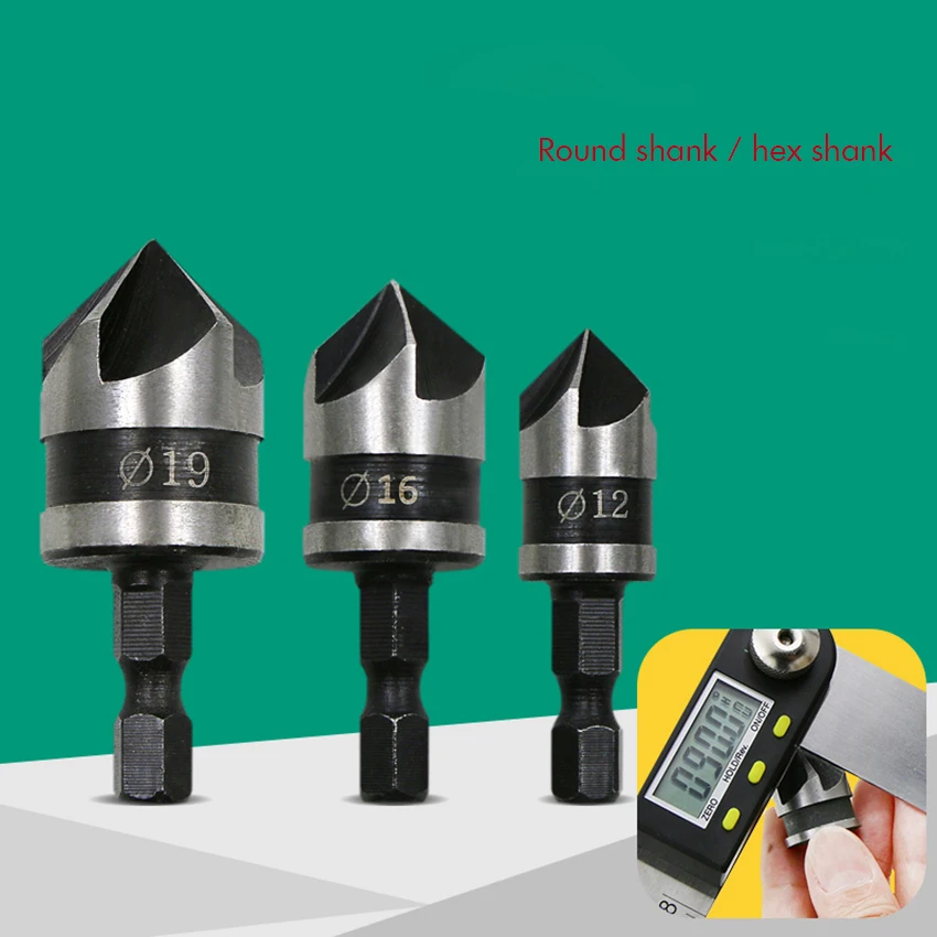 3pcs/2pcs set 90 Degree 1/4 Hex Shank 6mm Round Countersink Drill Bit 19mm 16mm 12mm Woodworking Chamfering Debur Tool | Инструменты