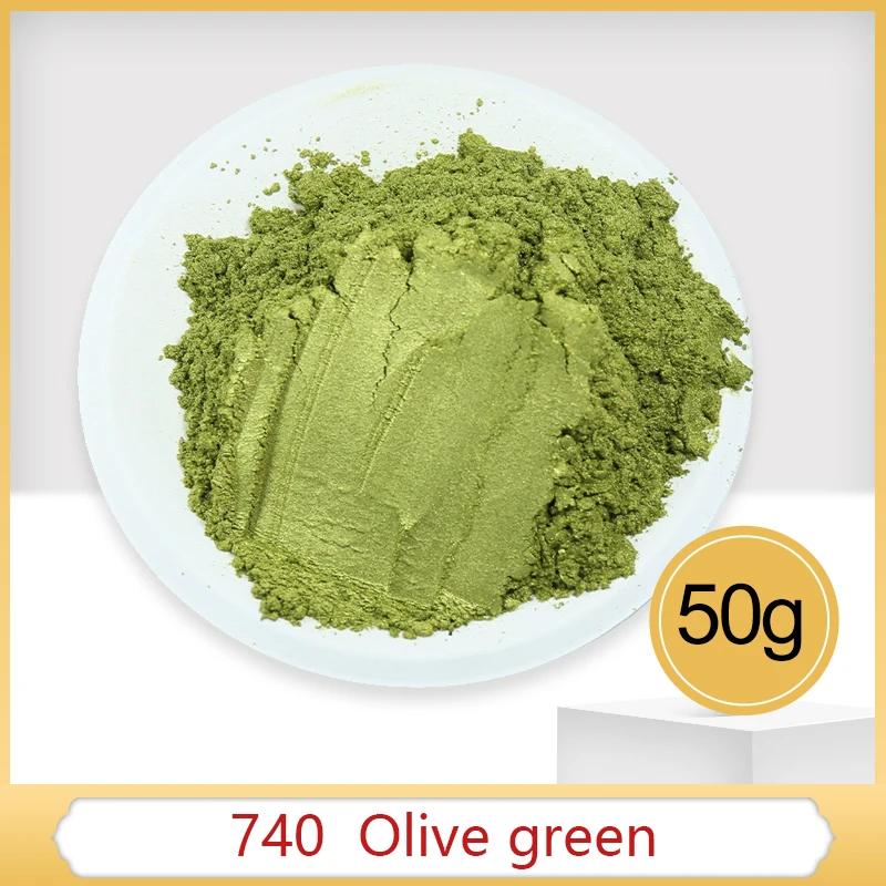 #740 Olive Green Pearl Powder Pigment Acrylic Paint in Craft Art Automotive Paint Soap Eye Shadow 50