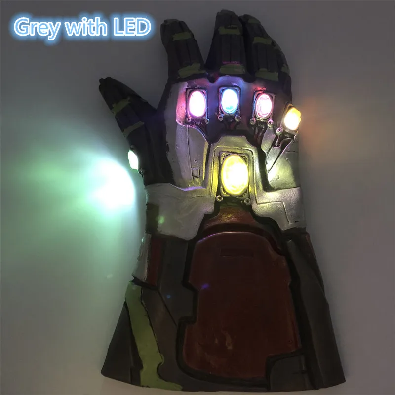 1: 1 Took Light Thanos Gauntlet Gloves Cosplay Halloween Props Costume War Endgame 4 Quantum - Цвет: Grey with led