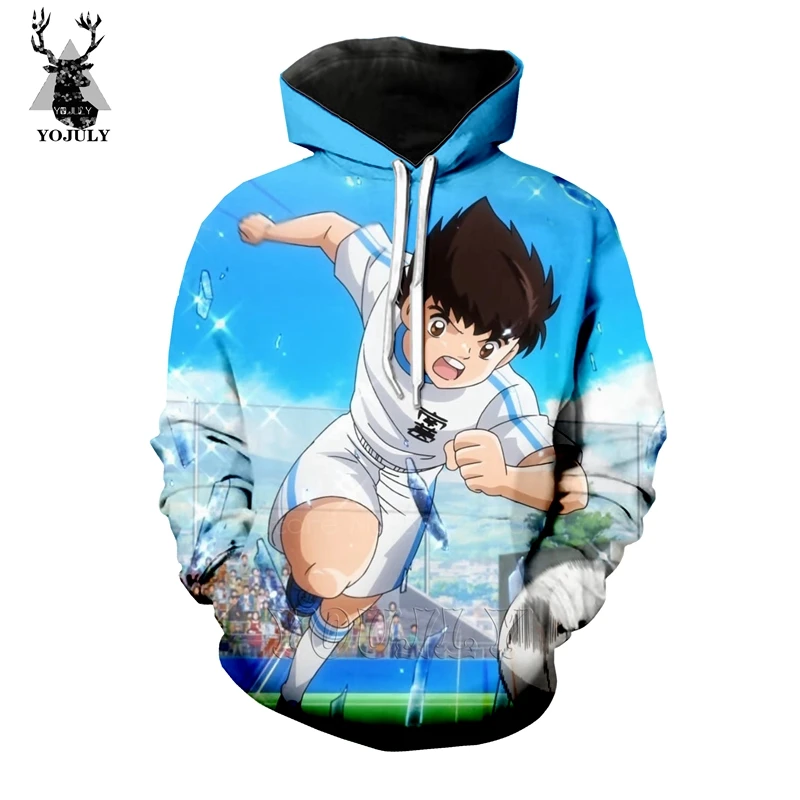 Капитан Tsubasa толстовки off white Мужская толстовка с 3d принтом аниме Харадзюку толстовка хип-хоп с круглым вырезом уличная одежда топы странные вещи
