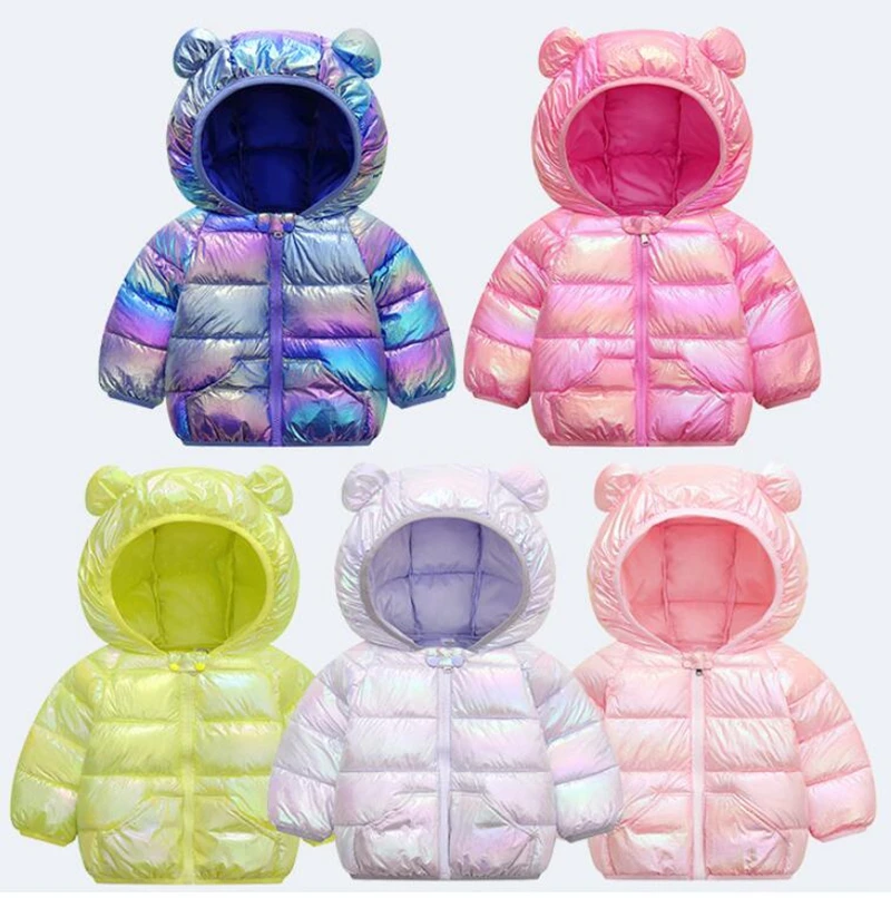CROAL CHERIE Metallic Style Kids Jacket For Girls Boys Cotton Children Outerwear Coat Cute Bear Ear Baby Girls Boys Snowsuit  (10)
