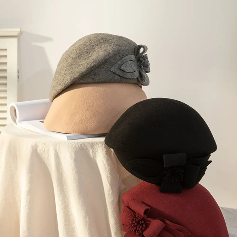 New fashion ladies beret hat 100% wool retro warm wool winter ladies beret french artist beanie hat sweet girl gift wool beret