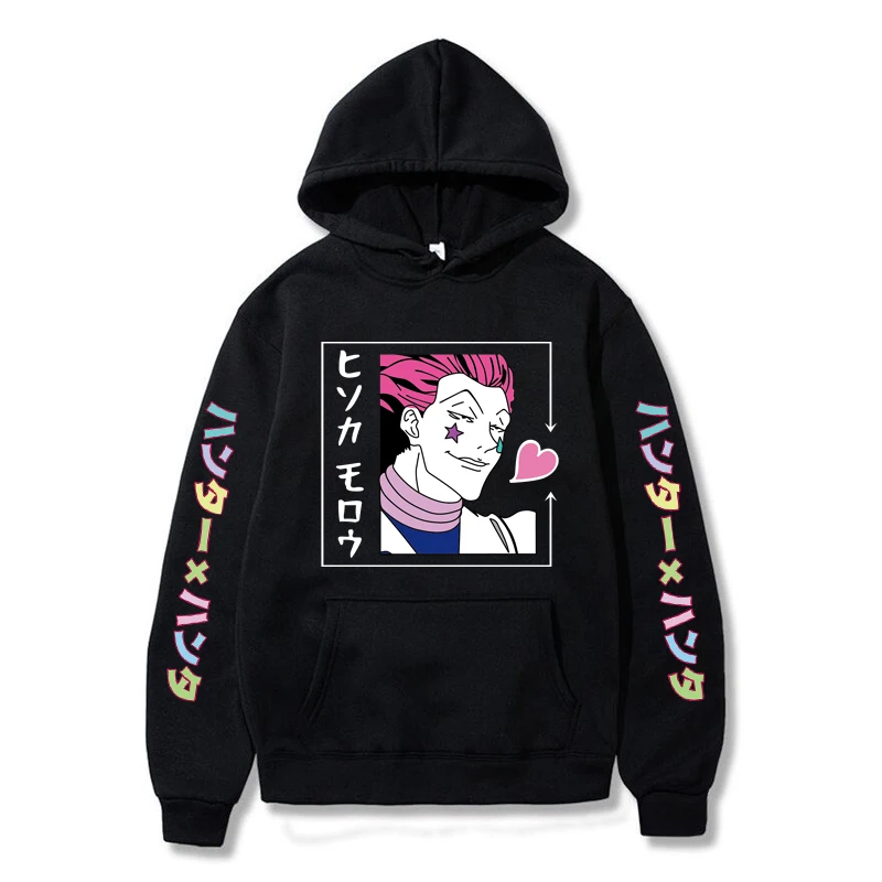 Hisoka morow - Hunter x sudaderas de invierno sudadera suelta mujer Harajuku letra Kawaii manga larga jersey blanco gr | Мужская одежда