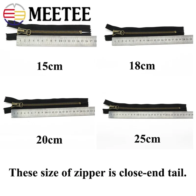 Meetee 8# Metal Zipper 70/80/90/100/120cm Double Sliders for Coat Down Jacket Zip Repair DIY Clothing Sewing Tailor Accessories