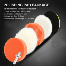 '3''/4'' Car Polishing Disc 6PCS Buffing Waxing Sponge Wool Wheel Polishing Pad For Car Polisher Drill Adapter'