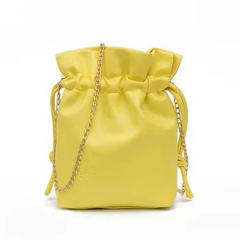 

INS Retro Korean Style Bucket Solid Color Drawstring Crossbody All-match Casual Soft Mini Small