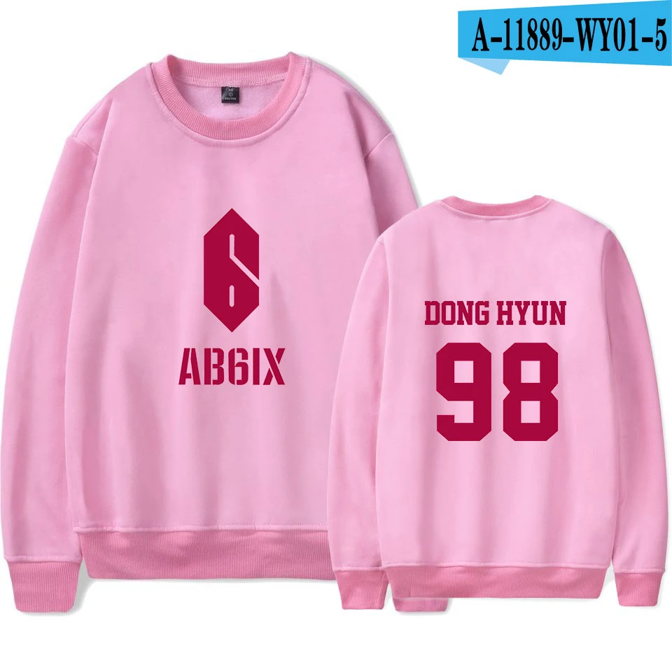 Kpop AB6IX толстовка с круглым вырезом Женская Новая модная белая толстовка женская K pop толстовка с круглым вырезом Harajuku - Цвет: pink
