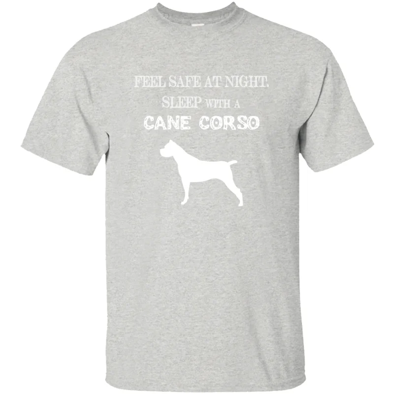 Men-Gray Классический Cane Corso чувствовать себя в безопасности ночью. Футболка с надписью «Sleep With A Can» летняя крутая Мужская футболка с коротким рукавом и круглым вырезом размер S-5xl - Цвет: Men-Gray