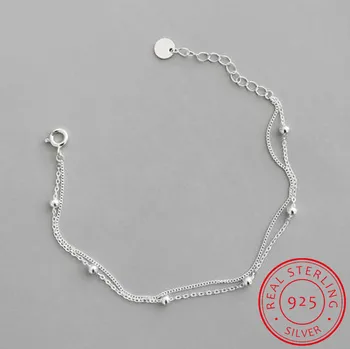 

925 Sterling Silver Fashion Women's Bracelet Double Layer Beads Charm Bracelet For Women Girls Friendship Bracelets