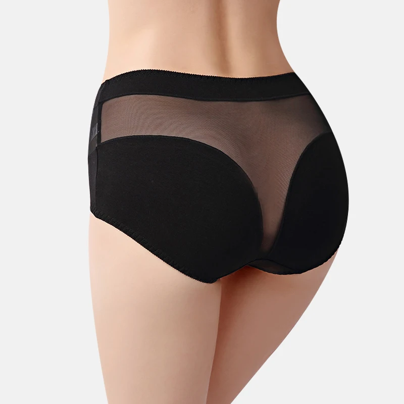 

Plus Size Mesh Lace Panties Triangular Underwear For Women New Style Ladies Push Up Panties Cotton High Waist Hip-Lift Panties