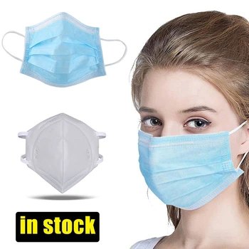 

50 pcs Disposable Face Masks mascherine Thick 3-Layer Masks safety masks anti dust Home Use In stock Free shipping
