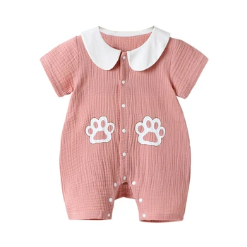 

Baby Muslin Romper Newborn Clothes Cotton Infant Short Sleeve Gauze Romper claw Jumpsuits Clothing