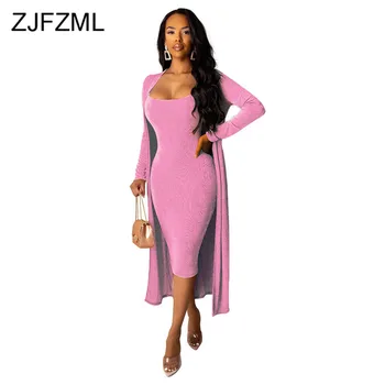

Velvet Sexy Two Piece Set Tracksuit Women Straped Backless Wrap Long Dress and Full Sleeve X-Long Jacket Plus Size Causal Outfit