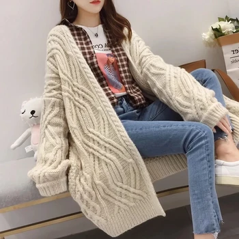 

Autumn Winter Long Cardigan Sweaters Women Pockets Harajuku Knitted Clothes Women Coat 2019 Female Outwear Sweater Jacket
