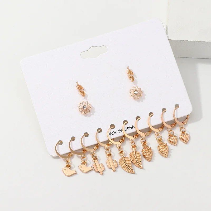 Женские серьги-кольца 7 пар/компл. винтажные геометрические серьги золотого