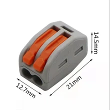 

Fast Wire Cable Connectors Universal Compact Conductor Spring Splicing Wiring Connector Push-in Terminal Block PCT-212 50pcs/Lot