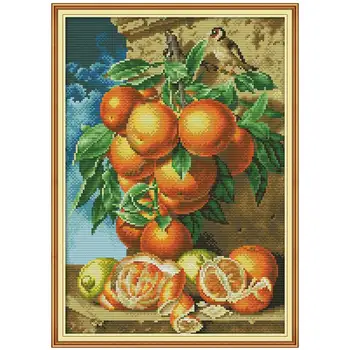 

Orange painting counted printed on the canvas 11CT 14CT DIY kits Chinese Cross Stitch embroidery needlework Sets handmade