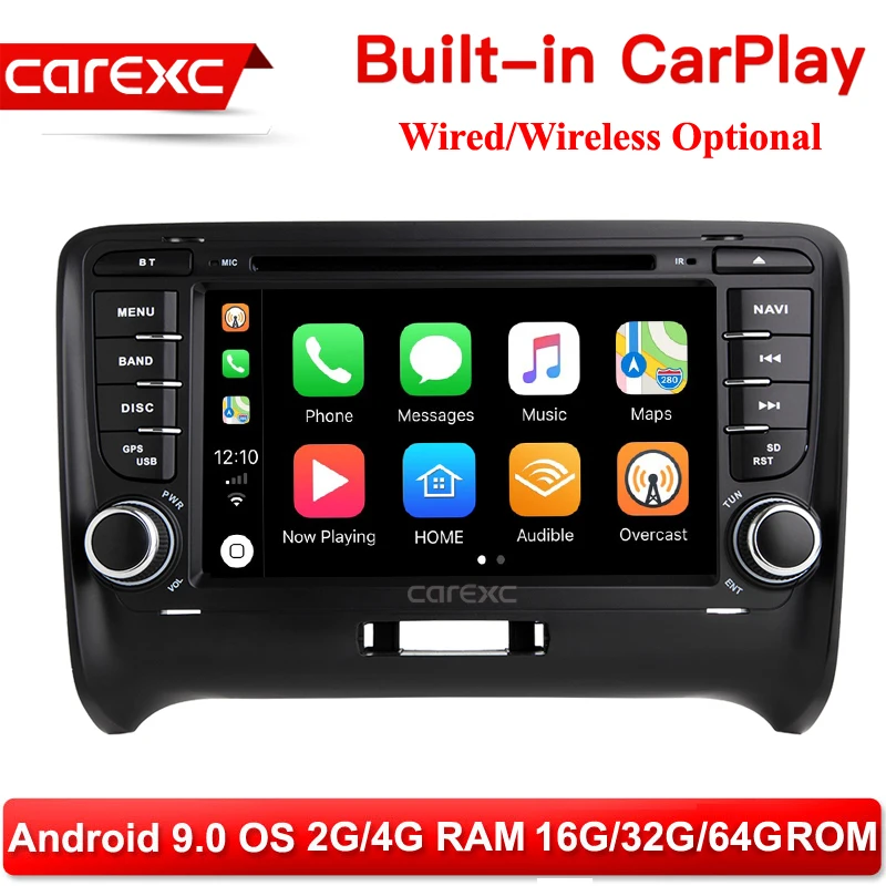 

CarExc 2 Din Android 9.0 Multimedia Support Wireless CarPlay GPS Navigation Radio Car DVD Player for Audi TT MK2 8J 2006-2012