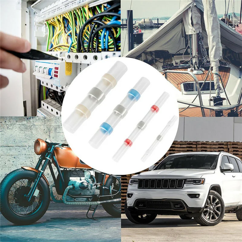 100x автомобильный припой уплотнения рукава термоусадочный стыковой проволоки соединитель 16~ 14AWG комплект