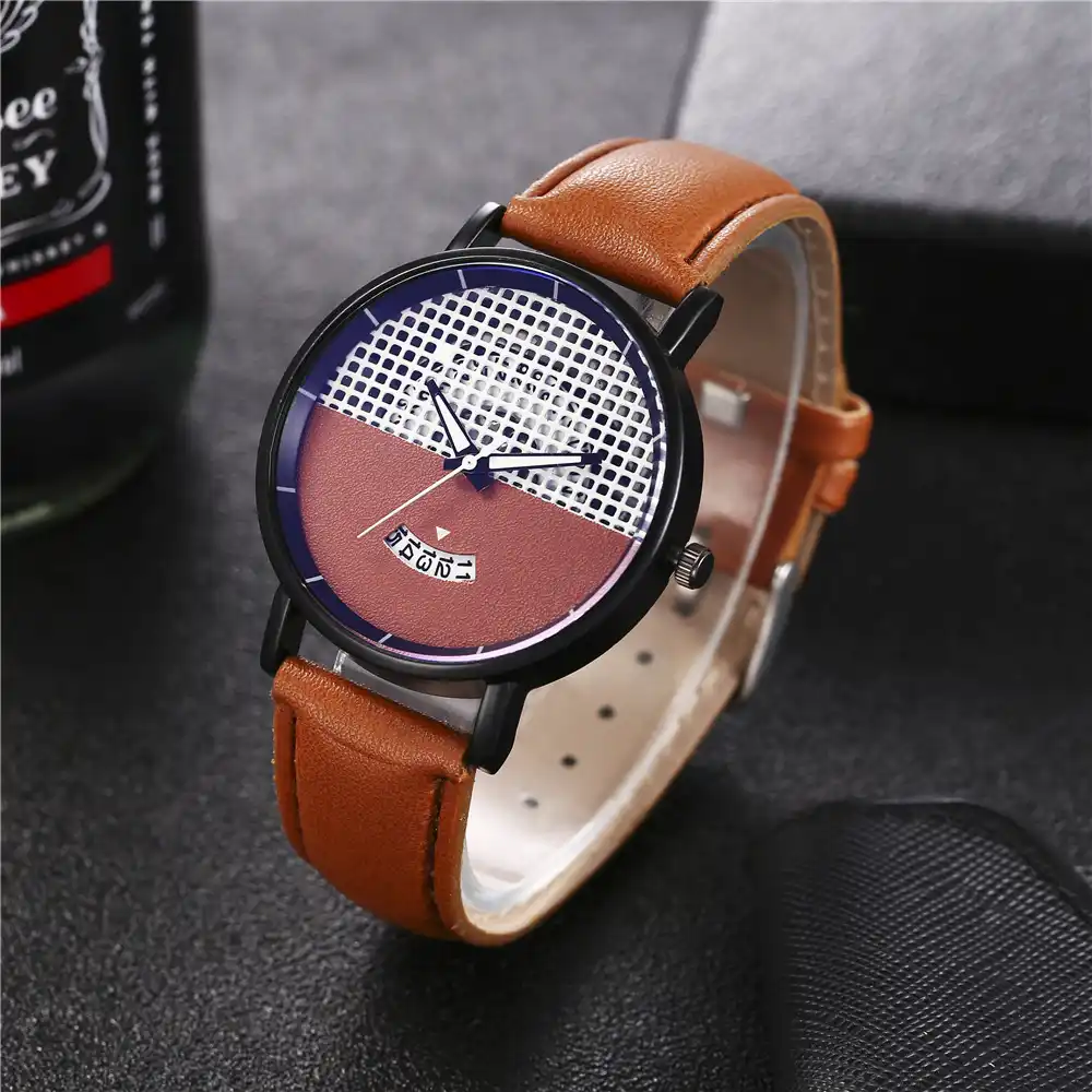 Khorasan クリエイティブメッシュカレンダーダイヤル学生クォーツ時計メンズ新カジュアルファッション時計人格トレンド男性時計 クォーツ時計 Aliexpress
