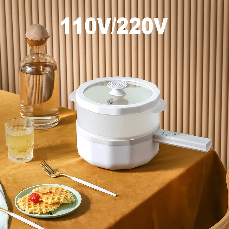 

Электрическая кастрюля для приготовления пищи 110 В 220 В, портативная кастрюля, многофункциональная сковорода для жарки, мультиварка с паровым отпаривателем, небольшая антипригарная Кастрюля