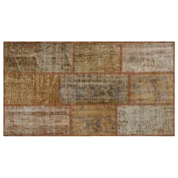 

Handmade Brown Vintage Overdyed Patchwork Area Rug 080x150 Cm-2'7''X4'11''
