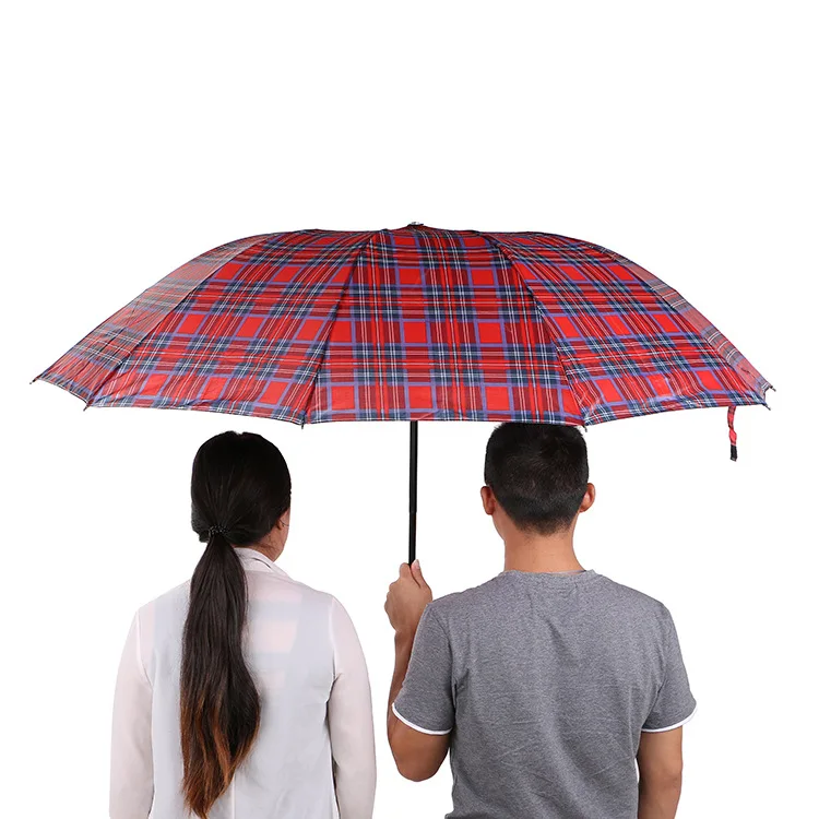 

3 People Ten Bone Extra-large Reinforced Plaid Umbrella Ultra Large Business Men All-Weather Umbrella Surface Diameter 125 Centi