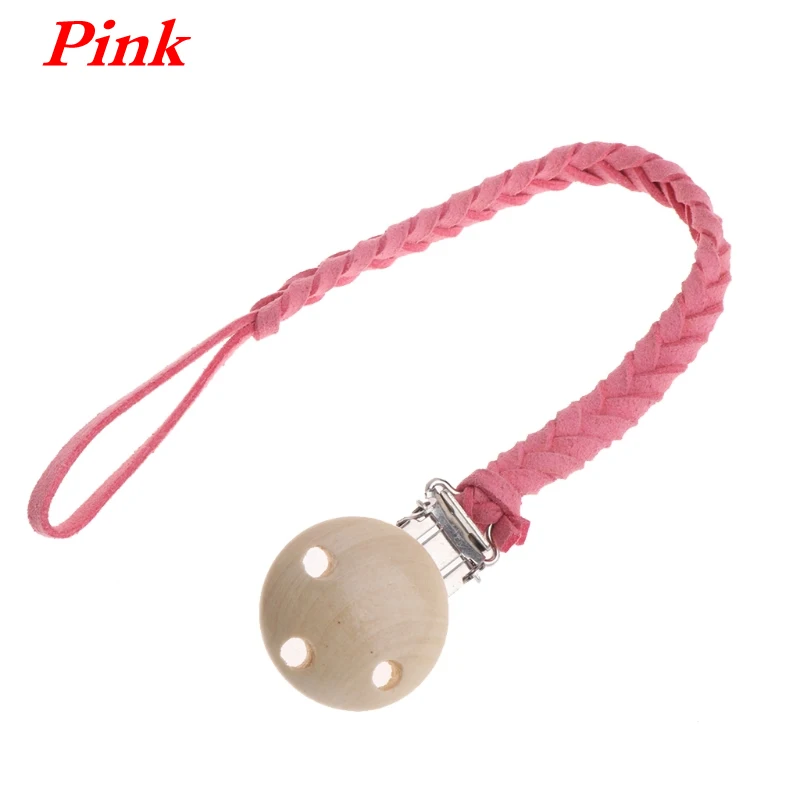 Pink Кожаная Соска-пустышка с зажимом на цепочке, пустышка с зажимом, соска с держателем, соска с цепочкой для кормления младенцев - Цвет: Pink