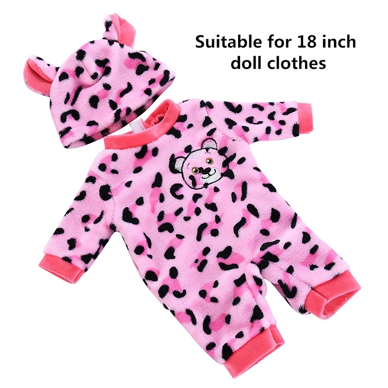 Подходит для 18 дюймов, 40-43 см, кукла, Одежда для новорожденных, Мультяшные животные, Одежда для кукол, набор аксессуаров, подарок на день рождения - Цвет: 8-pink leopard