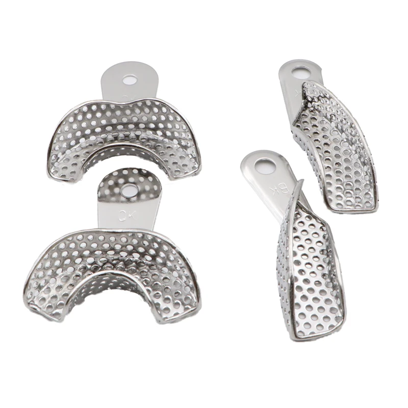 

2 pairs Stainless Steel Tray for Dental Half Mouth Partial Mold Tray Accurate