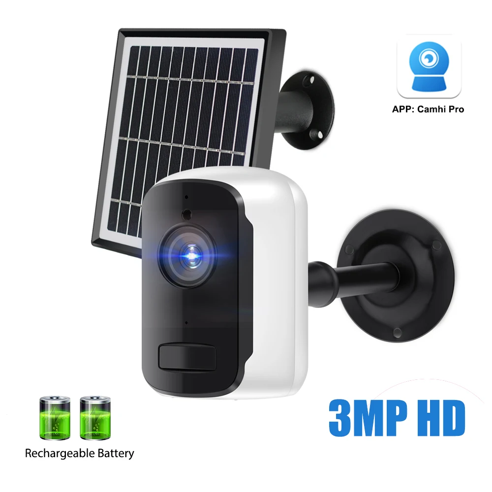 

3MP WiFi Solar Camera Outdoor Battery Powered Wireless Security Camera Home Video Surveillance Camera Smart WiFi IP Camera