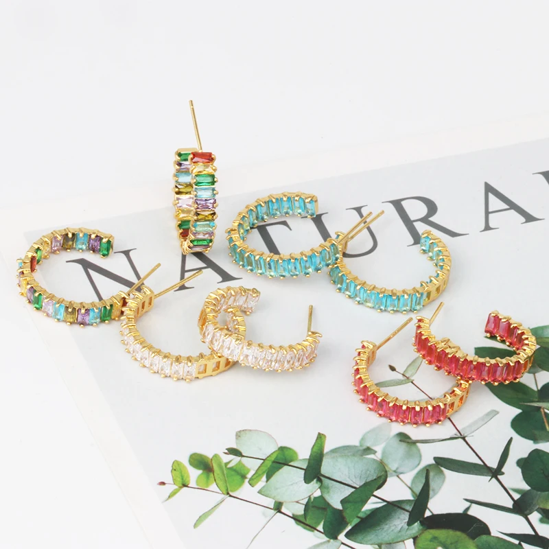 

JUJIA Summer Colorful Crystal Earrings Women Round Circle Small Earrings Boho Bridal Statement Jewelry Bijoux