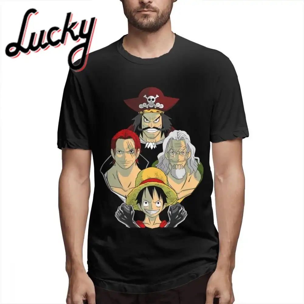 ワンピースルフィ Gol D ロジャーシャンクスシルヴァーレイリー Tシャツレジャーラウンドカラーのヴィンテージ男性のレトロ純粋な綿ビッグサイズの Tシャツ T Shirts Aliexpress