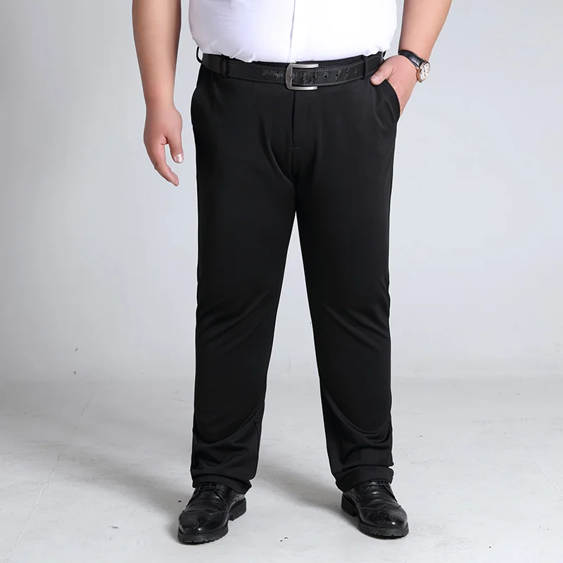 Pantalones de vestir de negocios de cintura alta de tubo recto suave y cómodo de Joker casual para hombres Fat dad pantalones extra grandes