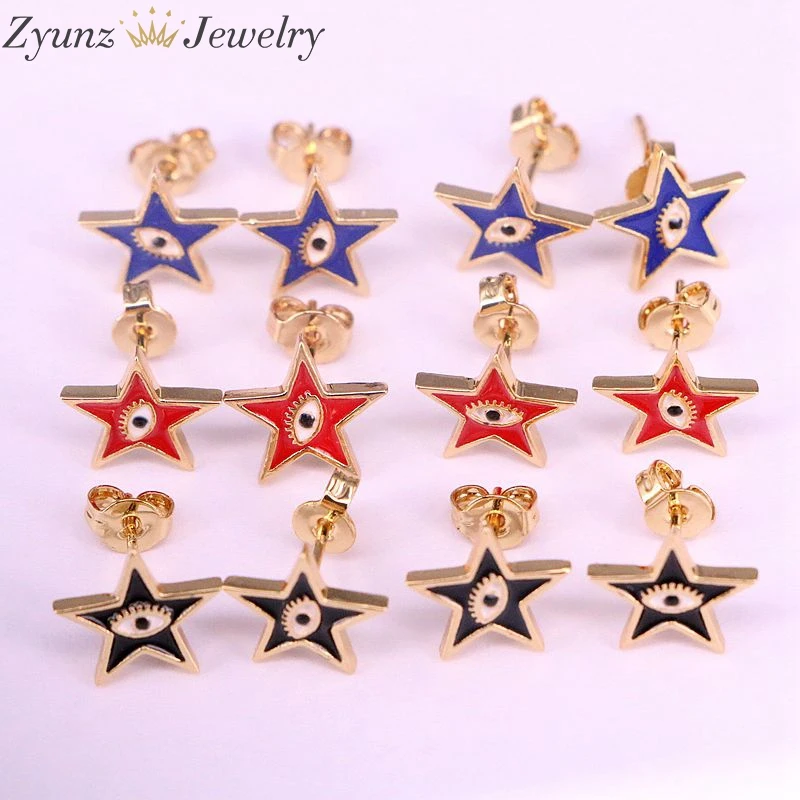10 пар, горячие серьги ювелирные изделия высшего качества ювелирные изделия массивные серьги эмаль глаз звезда серьги для женщин Девушка