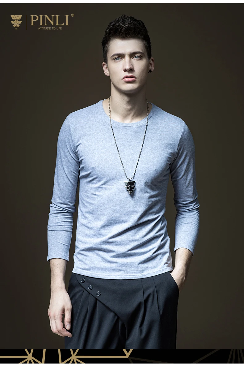 Palace New Men's Cultivate Morality Round Collar Pure Color Long Sleeve T-shirt Render Unlined Upper Garment B193111476