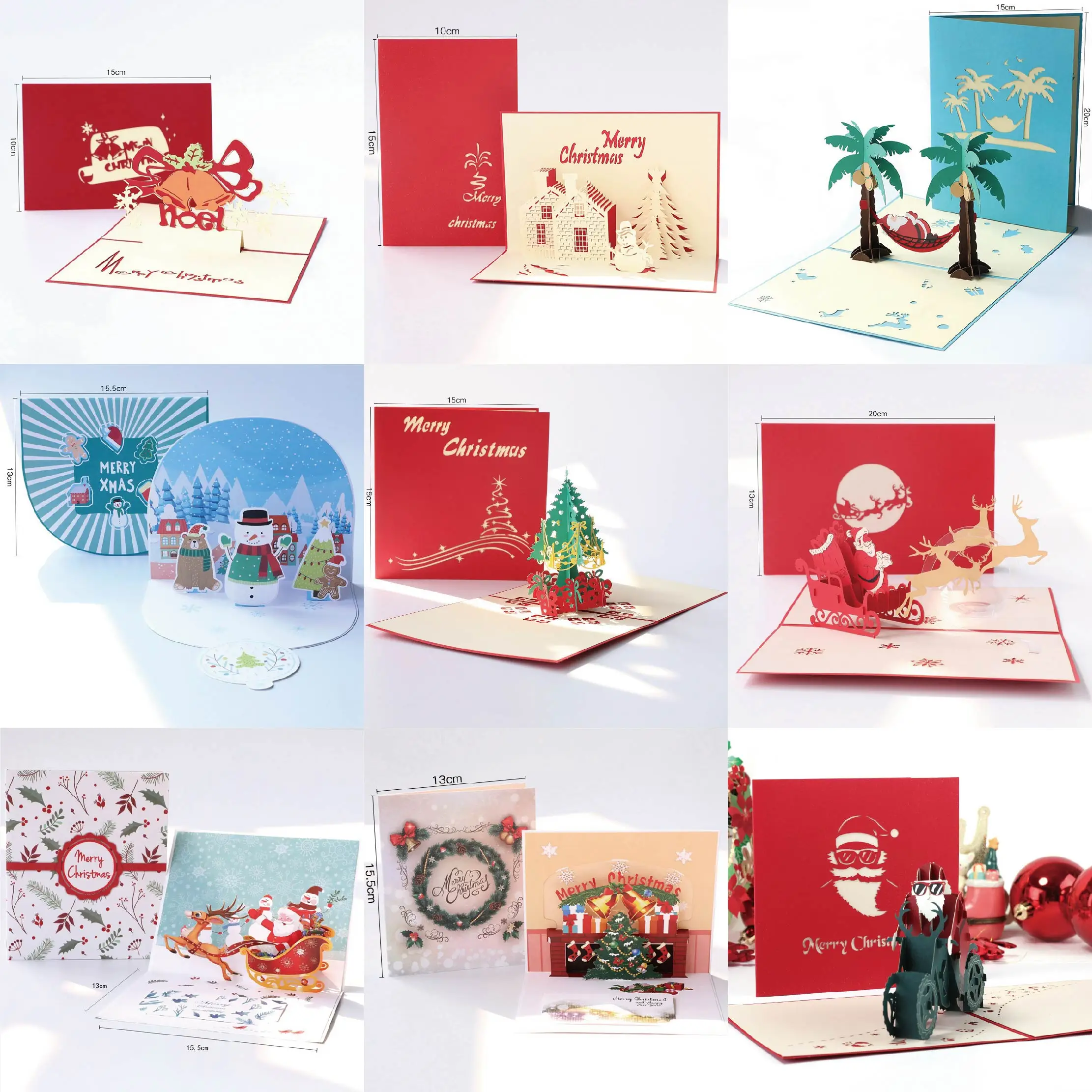 

3D Christmas three-dimensional hollow creative holiday blessing handmade commemorative greeting card