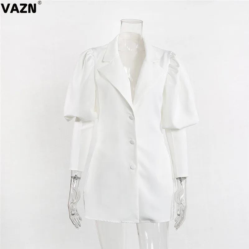 VAZN GSDR110184 Модный деловой костюм белый сексуальный блейзер с лацканами полный рукав Открытый Ночной клуб отложной воротник пальто