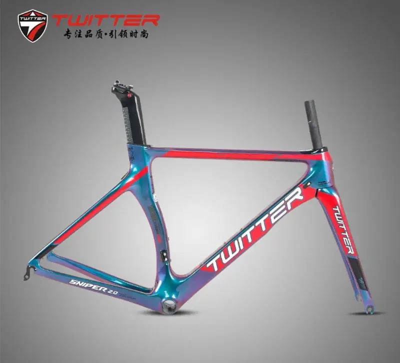 

Road Bike Carbon Frame TWITTER SNIPER2.0 700C 18k Discolored Racing Frame+Fork+Seatpost Cable Routing Internal C Brake R9X130