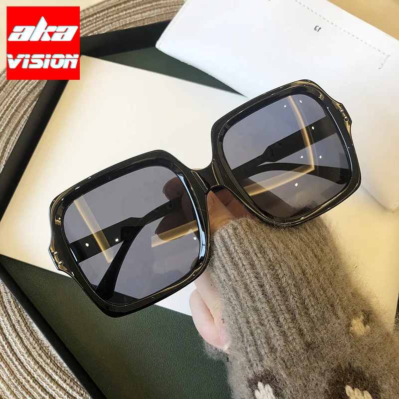 

AKA VISION 2023 Square Sunglasses Women Luxury Retro Glasses For Women/Men Oversized Eyewear Women Mirror Oculos De Sol Feminino