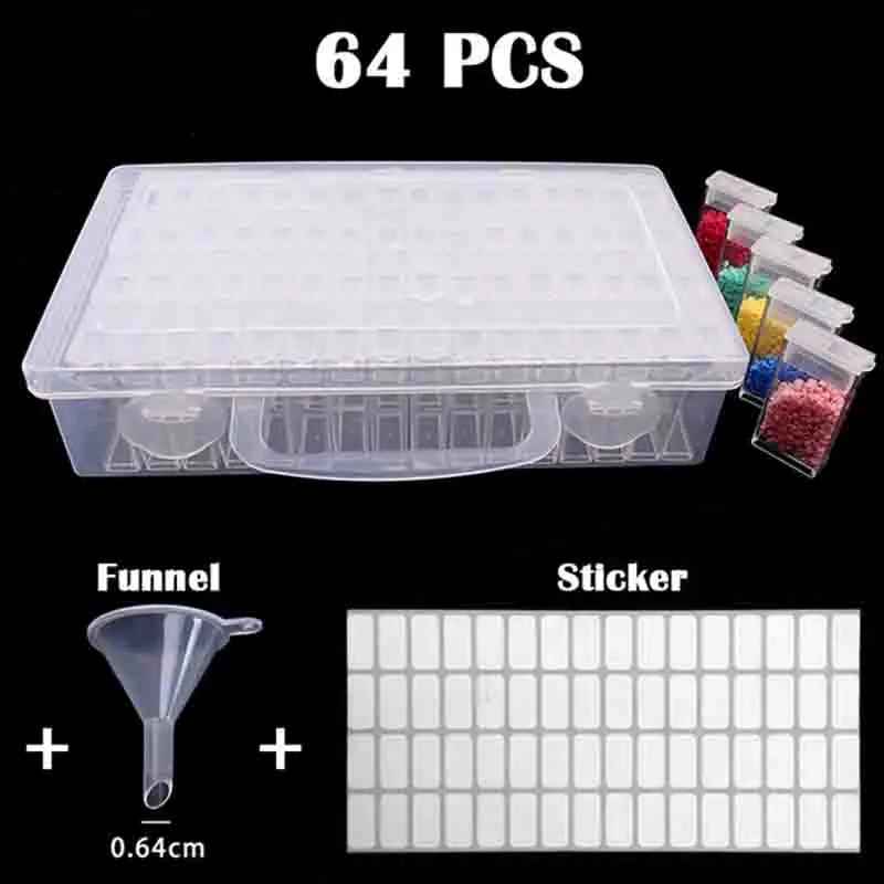 64/128 grid plastic box storage medicine box diamond painting storage embroidery jewelry boxes accessories tools kit set