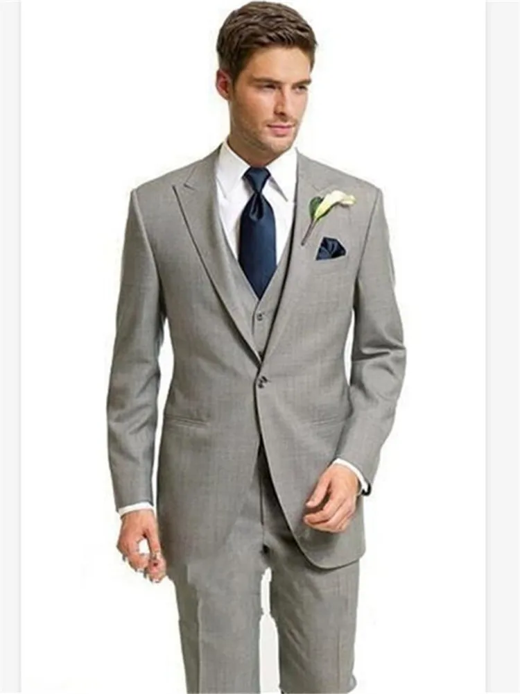 Классический мужской костюм Smolking Noivo Terno Slim Fit Easculino вечерние костюмы для мужчин светильник Серый Жених костюмы с остроконечным лацканом Weddi