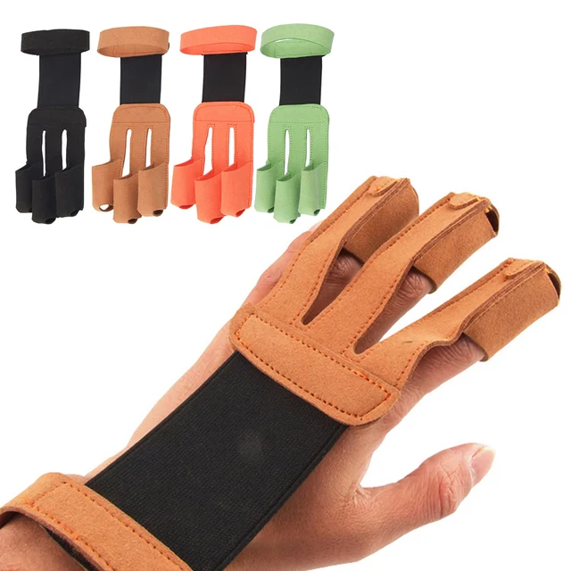US $3.59 Archery 3 Finger Hand 4 Color Shooting Sports Protective Draw Bow Arm Guard Arrow Shooting Gloves