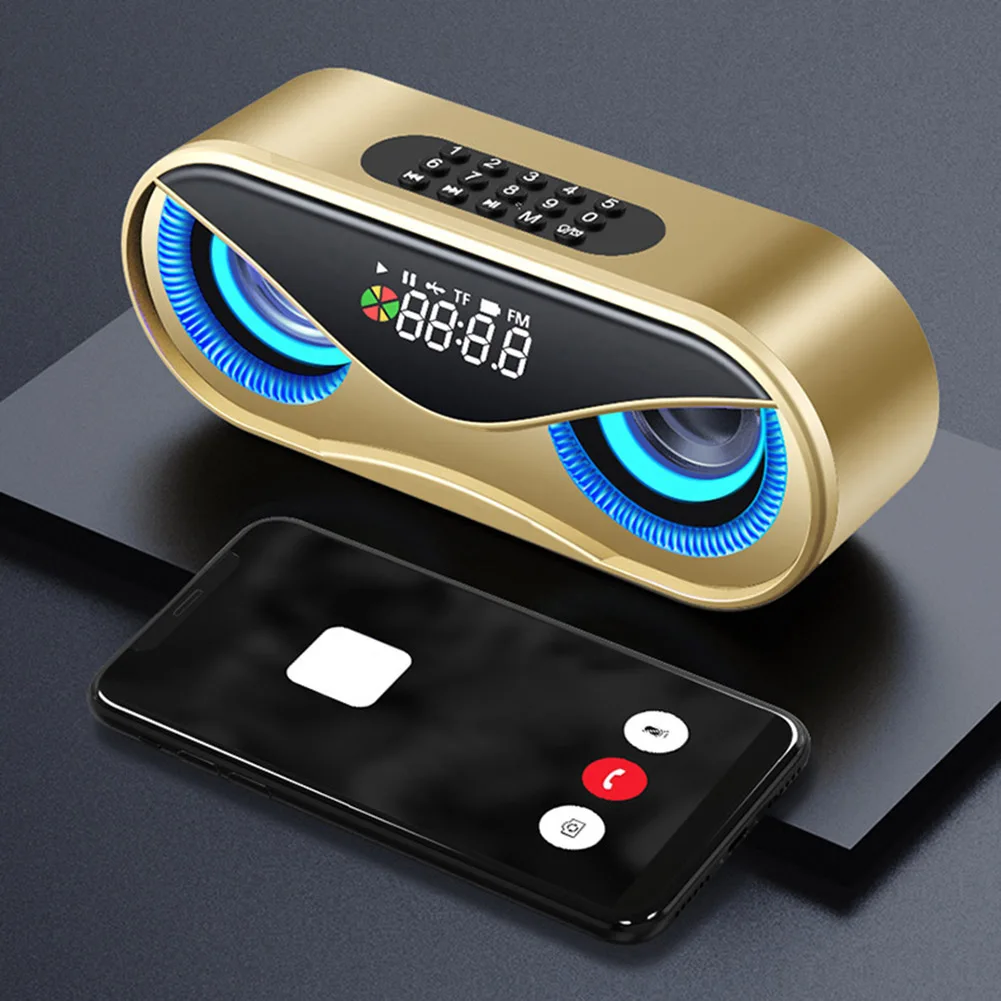 

NEW M6 Owl Bluetooth Speaker Alarm Clock Wireless Portable Column Speaker LED Colorful Light FM Radio TF AUX USB For Phone PC