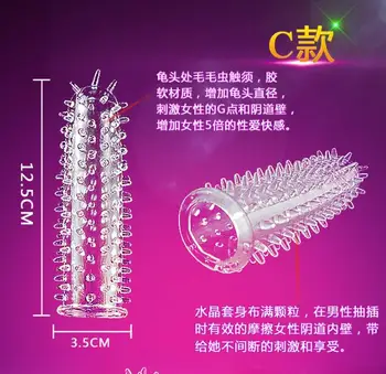 Reusable Condom Penis Sleeve Male Enlargement Time Delay Spike Clit Massager Cover Crystal Clear Condoms Adult Sex Toy 5