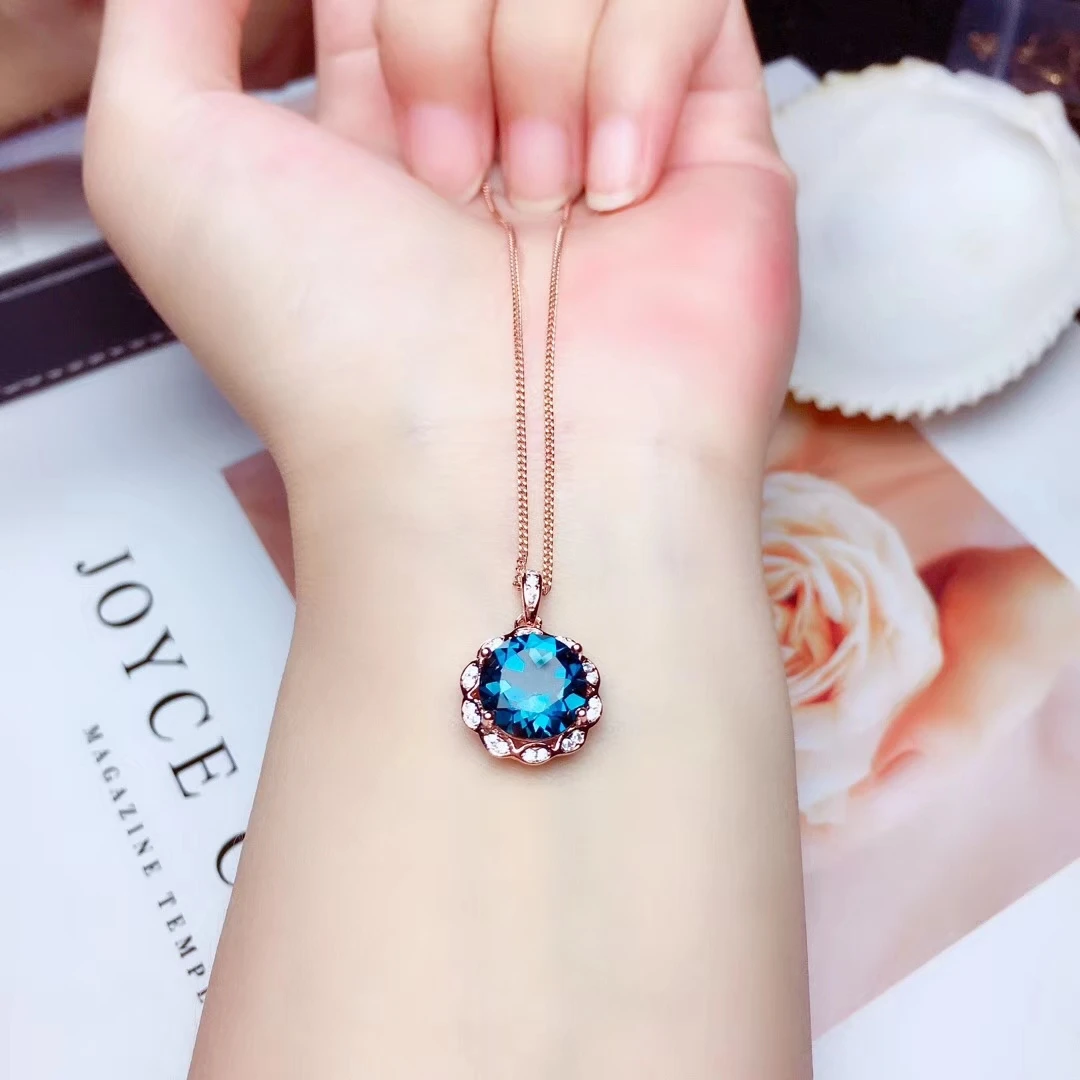 Классический exquistire прозрачный синий топаз драгоценный камень кулон для ожерелья с серебром для женщин хороший крой и цвет лучший подарок