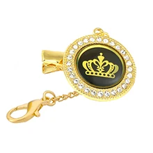  Newborn Baby Pacifier Clip with Cover Rhinestone Crown Luxury Pacifier Chain Infant Nipple Feeding Silicone Dummy Baby Soother 