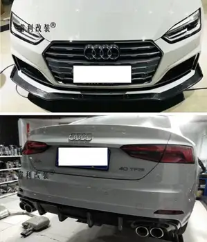 

High Quality Carbon fiber Front Bumper Lip Spoiler & Rear Trunk Diffuser Cover For Audi A5 S5 2/4 Door 2017 2018 2019 2020